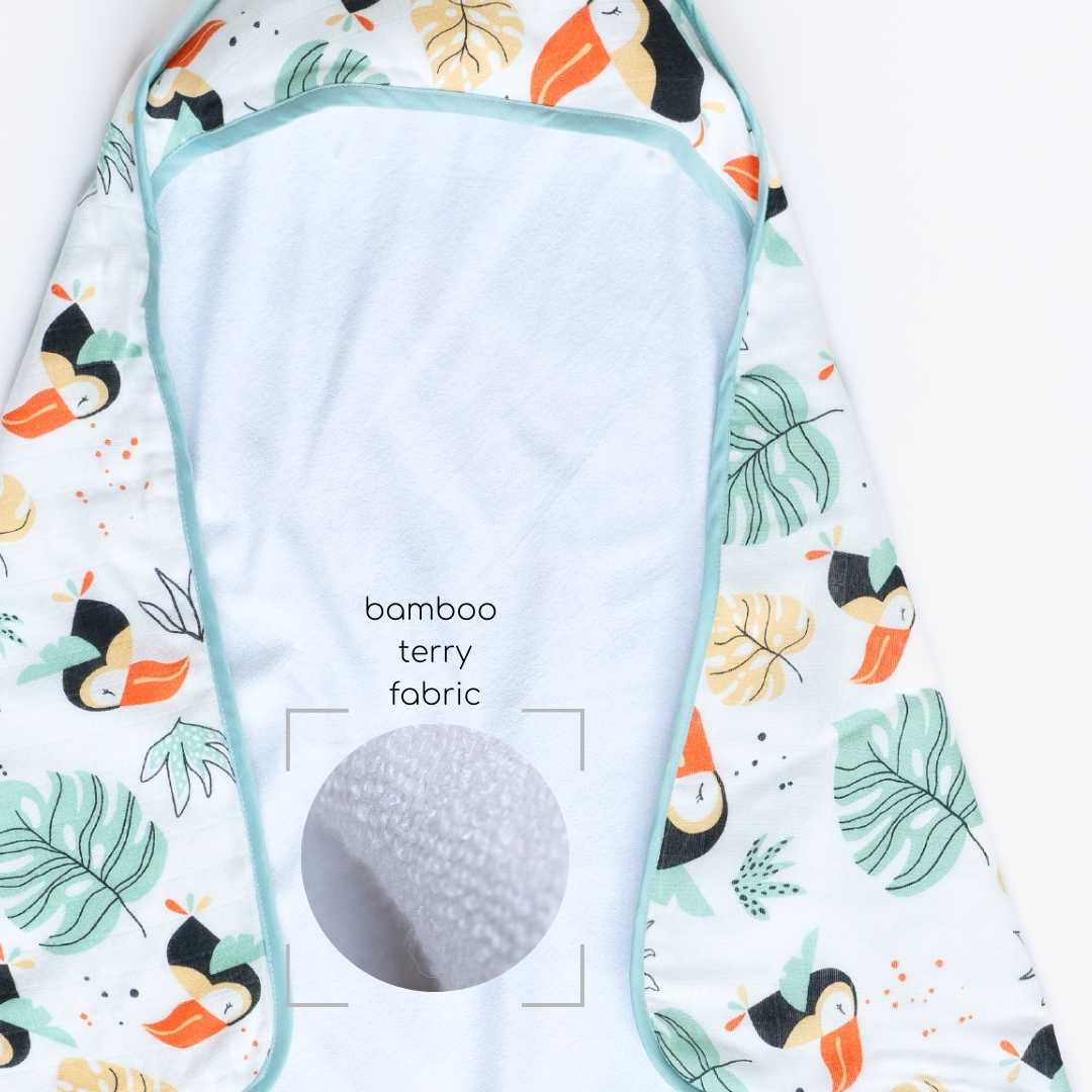 bamboo muslin + terry hooded towel - into the wild