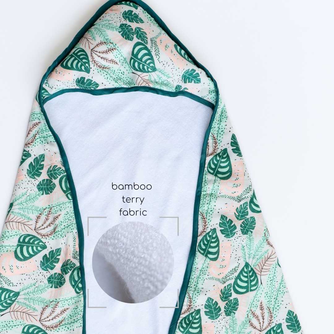 bamboo muslin + terry hooded towel - enchanted garden