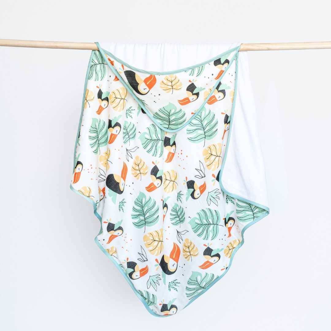 bamboo muslin + terry hooded towel - into the wild