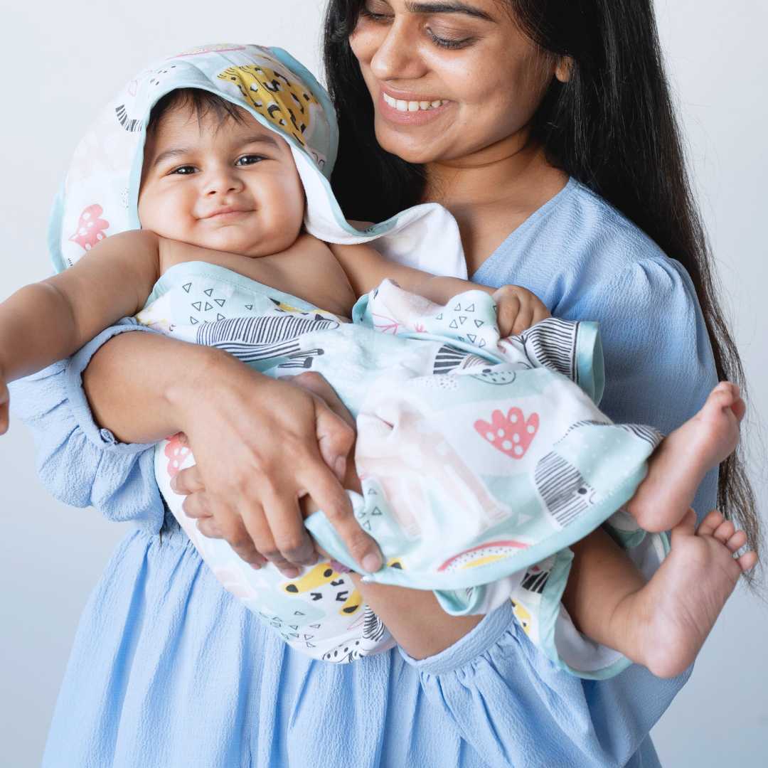 bamboo muslin + terry hooded towel - into the wild
