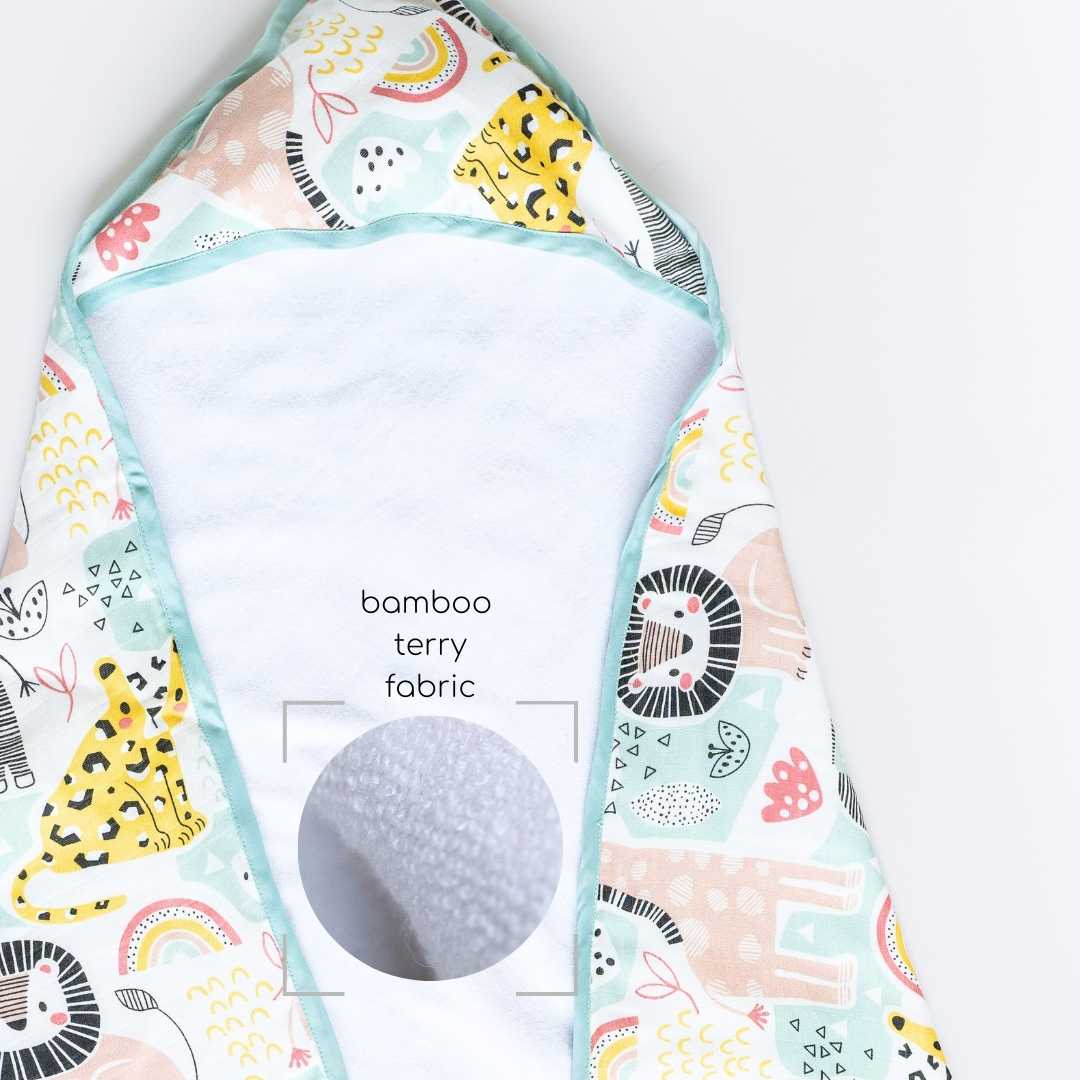 bamboo muslin + terry hooded towel - into the wild