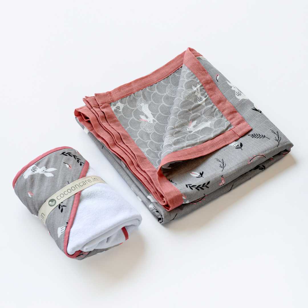 bamboo blanket & hooded towel set