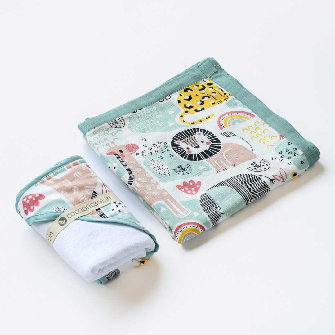 bamboo blanket & hooded towel set