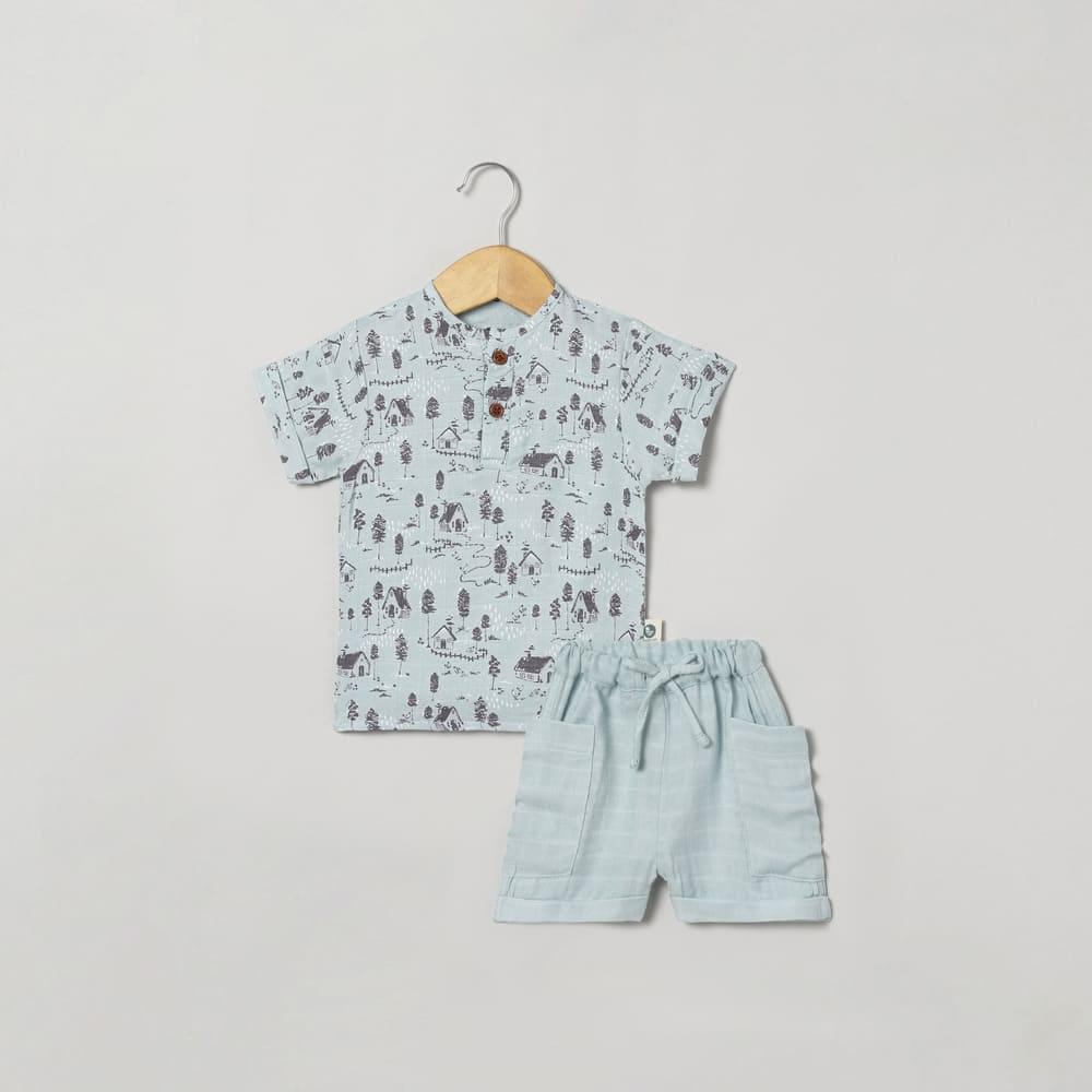 bamboo muslin shirt shorts set