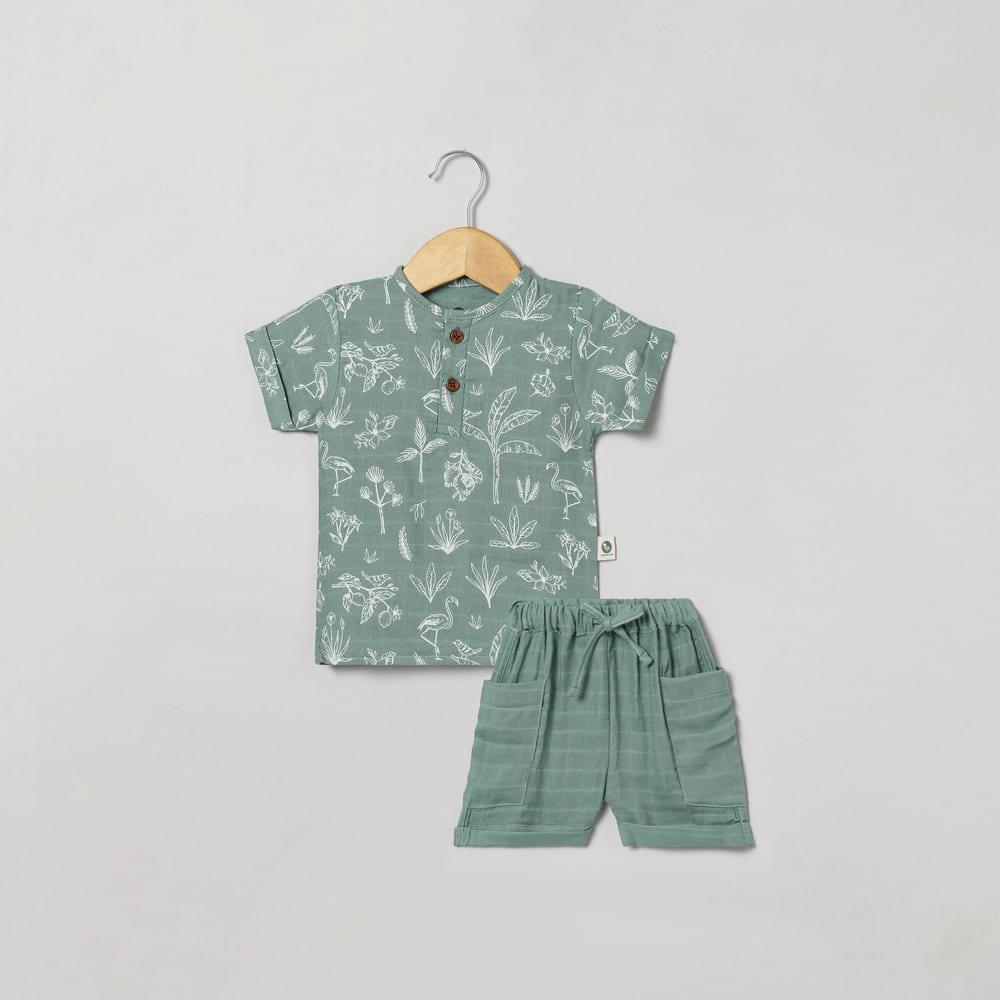 bamboo muslin shirt shorts set